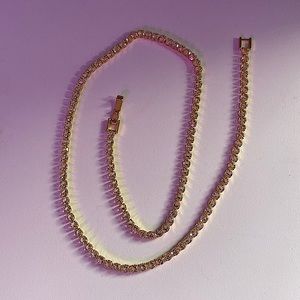 Gold Diamond Style Tennis Necklace